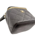 AP1340 Black Caviar Skin Vanity Gold Mini Chain Cross Bag Chanel