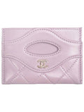 31 Gold Logo Lambskin Card Wallet Lavender Chanel