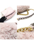AS1161 Pink Shearling Fleece Metal 19 Nineteen Large Flap Shoulder Bag 30s Chanel