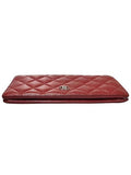 A31509 Red Caviar Skin Silver Logo Timeless Classic Flap Long Wallet Chanel