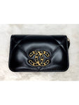 19 CC Logo Zip Around Lambskin Card Wallet Black Chanel
