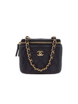AP1340 Black Caviar Skin Vanity Gold Mini Chain Cross Bag Chanel