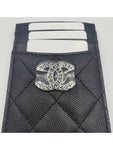 24P Coco Lettering CC Logo Card Slot Caviar Black AP3835 Chanel