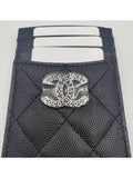 24P Coco Lettering CC Logo Card Slot Caviar Black AP3835 Chanel