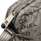 Chanel Logo Shoulder Bag  Pochette Nylon Silver Black Silver A46531