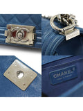 A67086 Blue Caviar Silver Boy Medium Flap Shoulder Bag No 29 Chanel