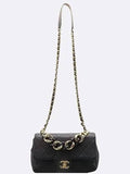 AS1353 Black leather gold metal chain tote bag and shoulder Chanel