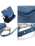 A67086 Blue Caviar Silver Boy Medium Flap Shoulder Bag No 29 Chanel