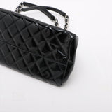 Chanel Mademoiselle Patent Leather Chain Shoulder Bag Black Silver G  14th