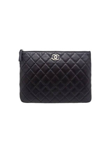 AP3749 Crystal Star Logo Black Lambskin Small Pouch Bag Chanel