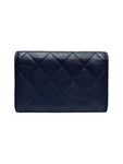 A80799 Navy caviar skin silver snap card holder business wallet Chanel