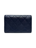 A80799 Navy caviar skin silver snap card holder business wallet Chanel