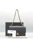 A58600 Black Caviar Skin Classic Jumbo Gold Chain Shoulder Bag Chanel