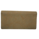 Chanel Long Wallet Suede Beige CC Auth bs10744