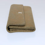 Chanel Long Wallet Suede Beige CC Auth bs10744