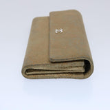Chanel Long Wallet Suede Beige CC Auth bs10744