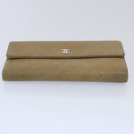 Chanel Long Wallet Suede Beige CC Auth bs10744
