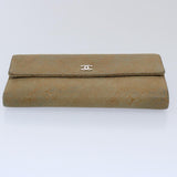 Chanel Long Wallet Suede Beige CC Auth bs10744