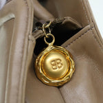 balenciaga Hand Bag Leather Beige Auth bs11037