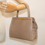 balenciaga Hand Bag Leather Beige Auth bs11037