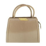 balenciaga Hand Bag Leather Beige Auth bs11037