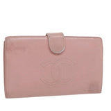 Chanel Long Wallet Caviar Skin Pink CC Auth bs11186