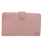 Chanel Long Wallet Caviar Skin Pink CC Auth bs11186