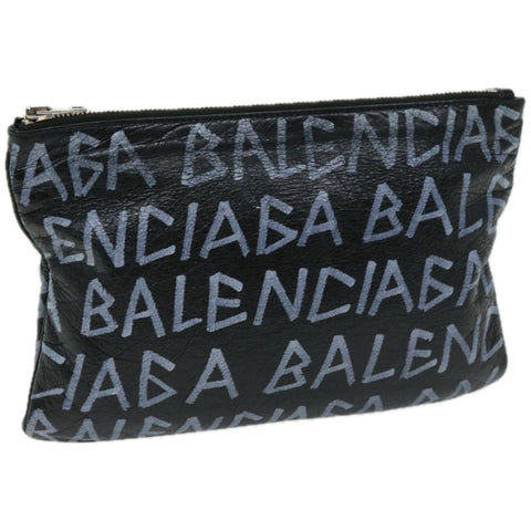 balenciaga Clutch Bag Leather Black 535532 Auth bs12428