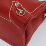 balenciaga City Hand Bag Leather 2way Red 115748 Auth bs12559