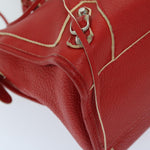 balenciaga City Hand Bag Leather 2way Red 115748 Auth bs12559