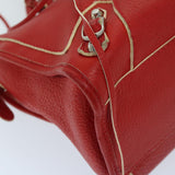 balenciaga City Hand Bag Leather 2way Red 115748 Auth bs12559
