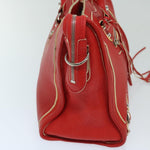 balenciaga City Hand Bag Leather 2way Red 115748 Auth bs12559