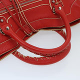 balenciaga City Hand Bag Leather 2way Red 115748 Auth bs12559