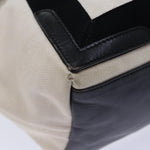 balenciaga Cabas S Hand Bag Canvas White Black Auth bs13699