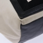 balenciaga Cabas S Hand Bag Canvas White Black Auth bs13699