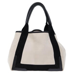 balenciaga Cabas S Hand Bag Canvas White Black Auth bs13699