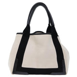 balenciaga Cabas S Hand Bag Canvas White Black Auth bs13699
