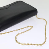 balenciaga Chain Shoulder Bag Leather Black Auth bs14136