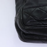 Chanel Matelasse Chain Shoulder Bag Canvas Leather Black CC Auth bs14243