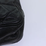 Chanel Matelasse Chain Shoulder Bag Canvas Leather Black CC Auth bs14243