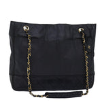 Chanel Matelasse Chain Shoulder Bag Canvas Leather Black CC Auth bs14243