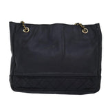 Chanel Matelasse Chain Shoulder Bag Canvas Leather Black CC Auth bs14243