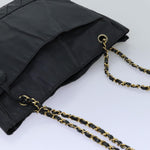 Chanel Matelasse Chain Shoulder Bag Canvas Leather Black CC Auth bs14243
