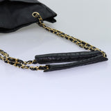 Chanel Matelasse Chain Shoulder Bag Canvas Leather Black CC Auth bs14243