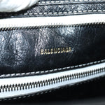 balenciaga Clutch Bag Leather Black White Auth bs15028