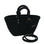 balenciaga Bistro Hand Bag Canvas 2way Black 671342 Auth bs15695
