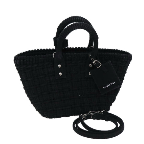 balenciaga Bistro Hand Bag Canvas 2way Black 671342 Auth bs15695