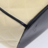 Chanel Matelasse Chain Shoulder Bag Canvas Leather Beige CC Auth bs16006
