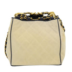 Chanel Matelasse Chain Shoulder Bag Canvas Leather Beige CC Auth bs16006