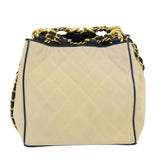 Chanel Matelasse Chain Shoulder Bag Canvas Leather Beige CC Auth bs16006